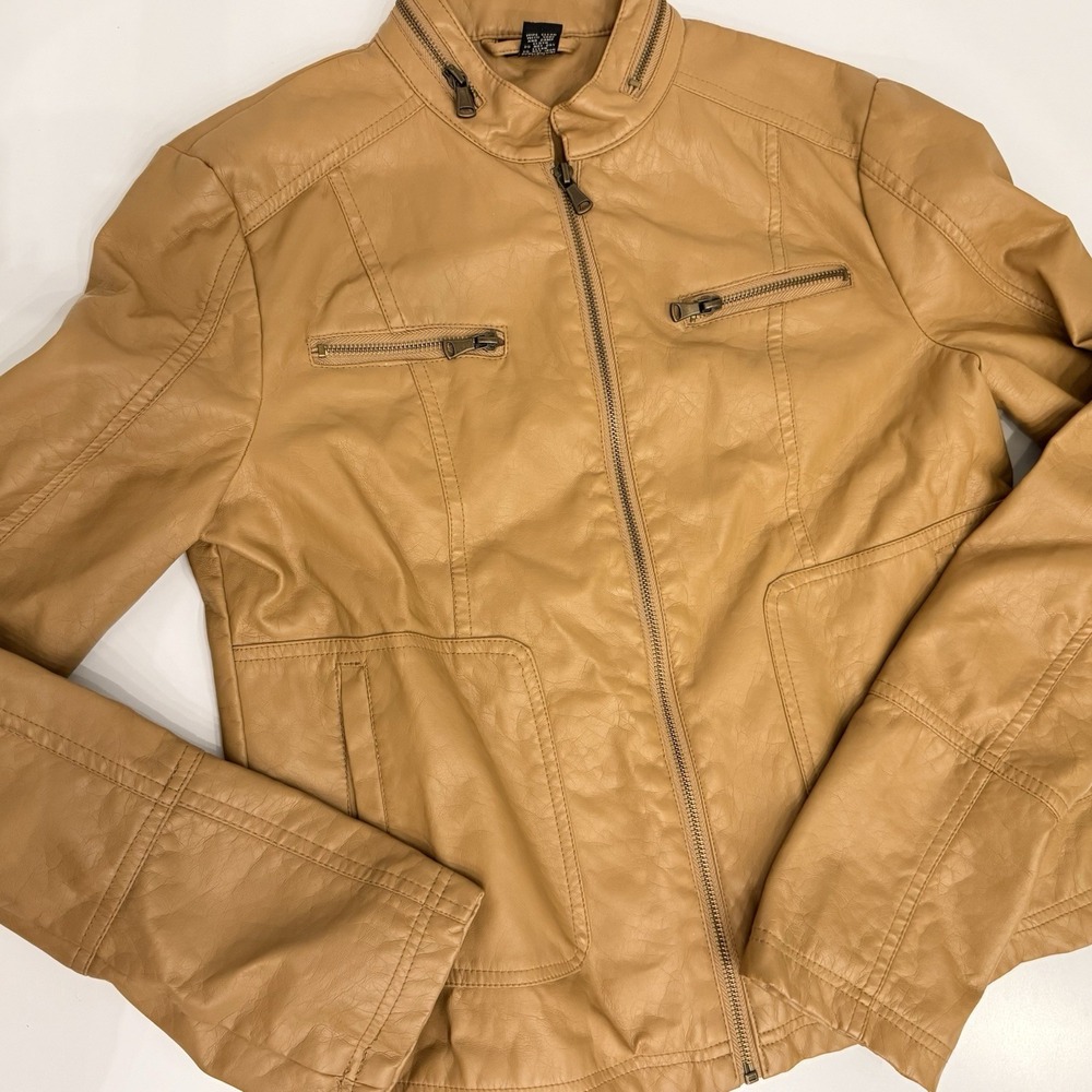 Y2K Vintage Rue21 faux leather biker jacket women's large Brown